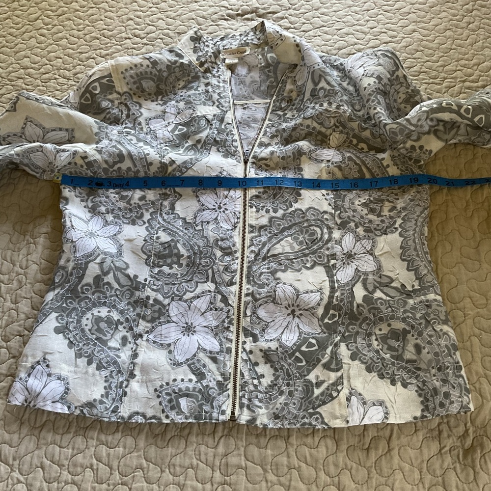 Coldwater Creek Women's Jacket Gray Cream White 3/4 Sleeve Size 4-6 - Picture 6 of 11